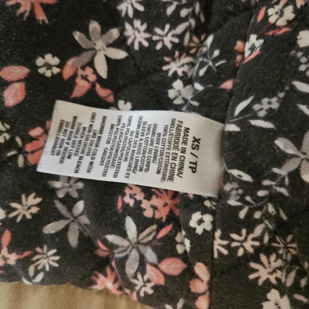AEROPOSTALE Khaki‎ Utility Jacket Hooded Parka XS/TP Floral Lined - Picture 9 of 12